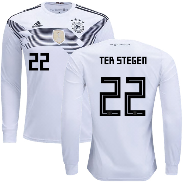 Germany #22 Ter Stegen Home Long Sleeves Kid Soccer Country Jersey